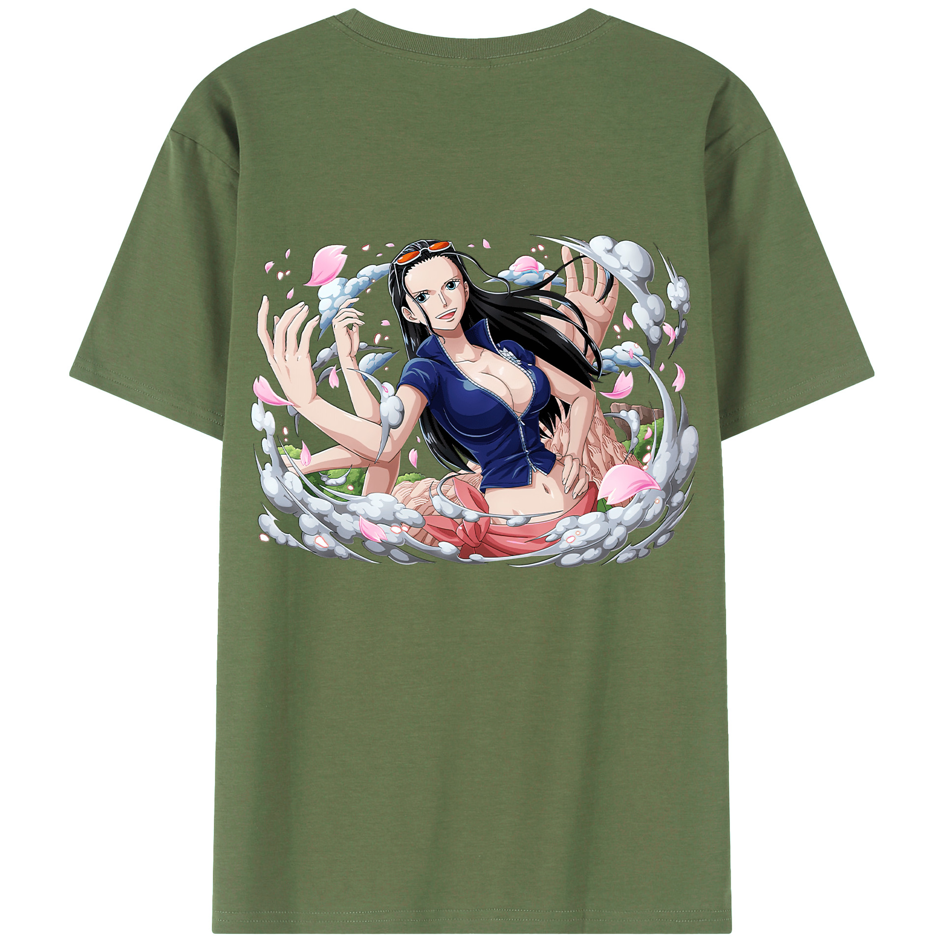 ワンピース ニコ・ロビン ONE PIECE Nico Robin 綿100％ メンズ半袖Tシャツ（バックプリント） 通気性